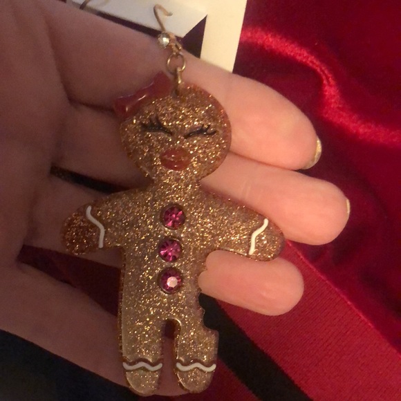 New Betsey Johnson Sparkly Gingerbread Earrings with rhinestones - Picture 6 of 13